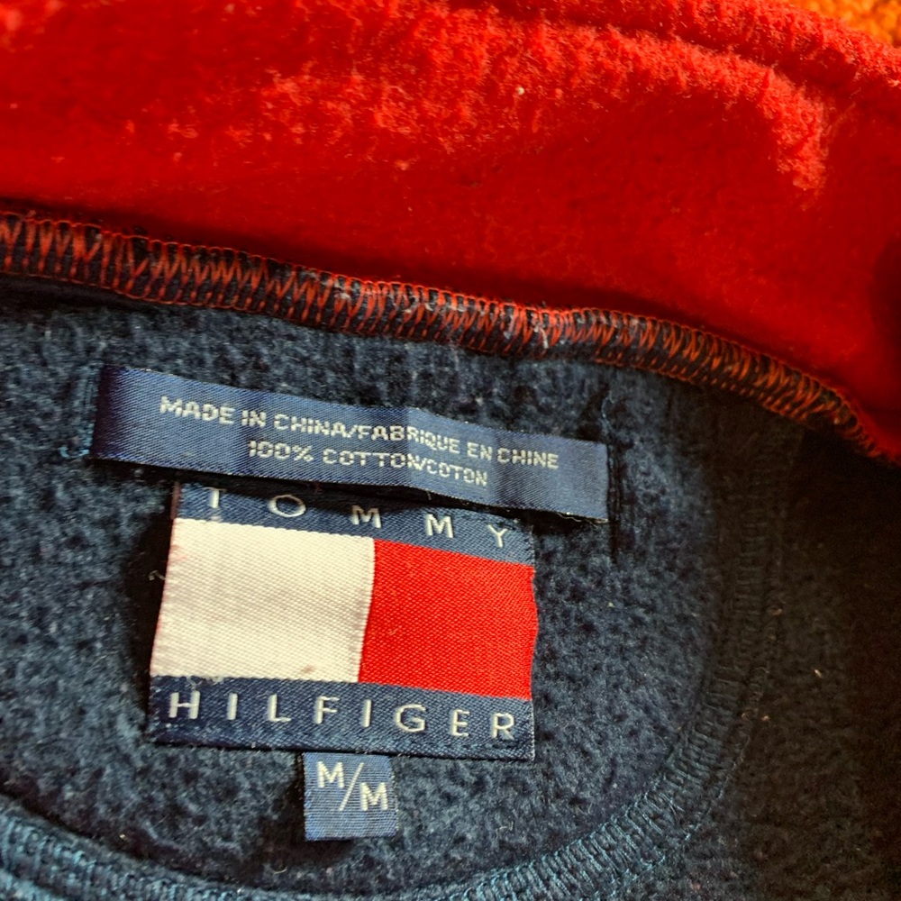 Tommy Hilfiger Red and Navy Fleece Pullover - Picture 3 of 5
